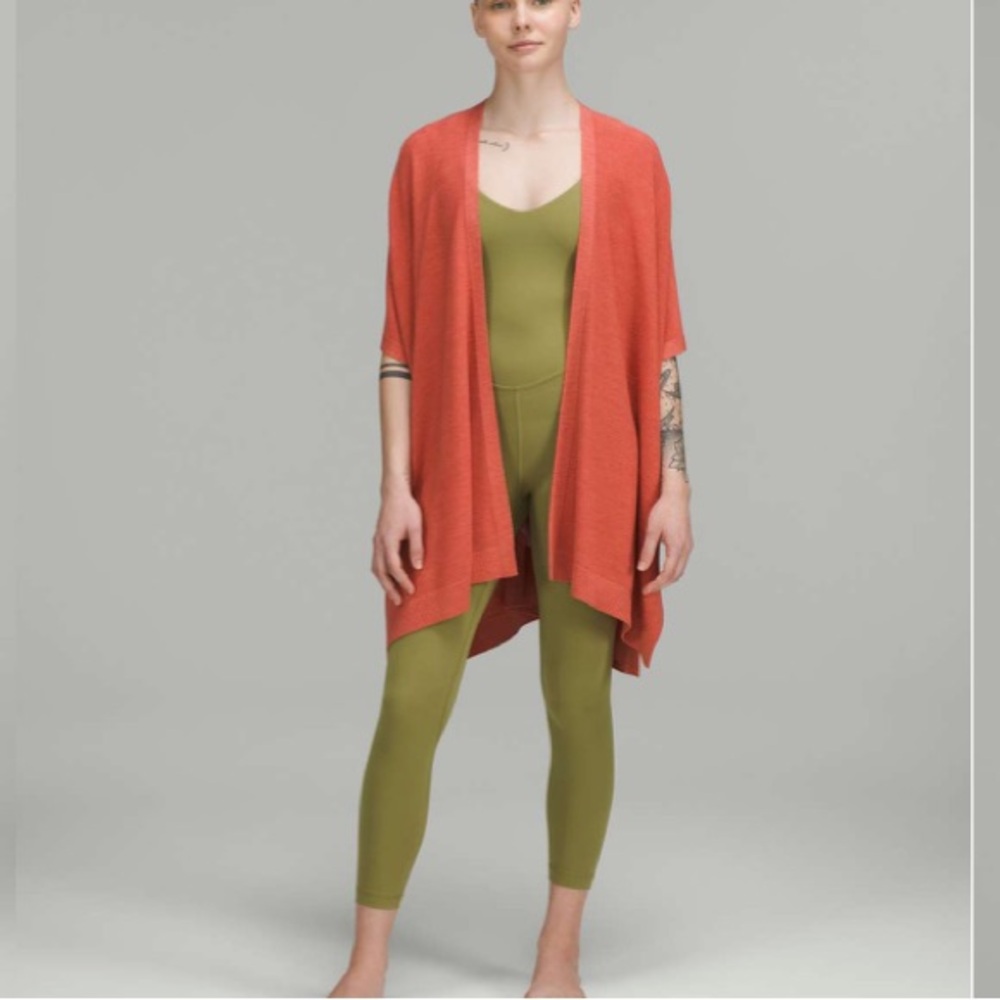Lululemon merino wool short sleeve wrap open front cardigan coral size XS/S